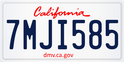CA license plate 7MJI585