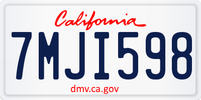 CA license plate 7MJI598