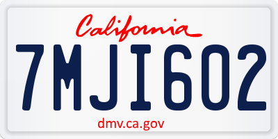 CA license plate 7MJI602