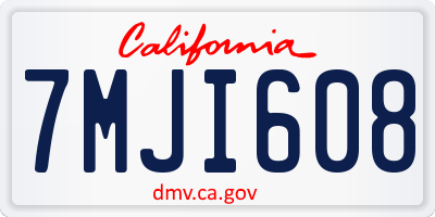 CA license plate 7MJI608