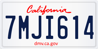 CA license plate 7MJI614