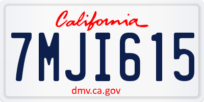 CA license plate 7MJI615