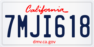 CA license plate 7MJI618