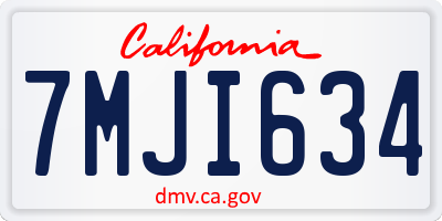 CA license plate 7MJI634