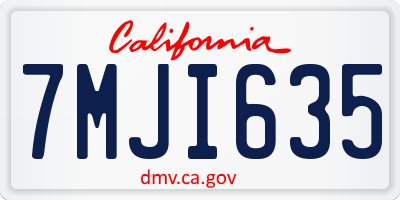 CA license plate 7MJI635