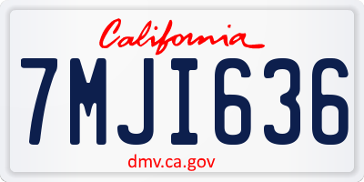 CA license plate 7MJI636