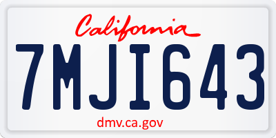 CA license plate 7MJI643