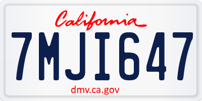 CA license plate 7MJI647