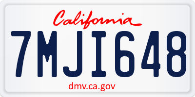 CA license plate 7MJI648