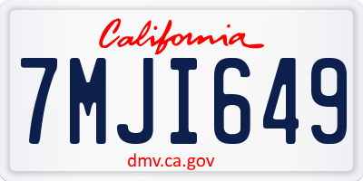 CA license plate 7MJI649