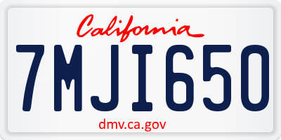 CA license plate 7MJI650