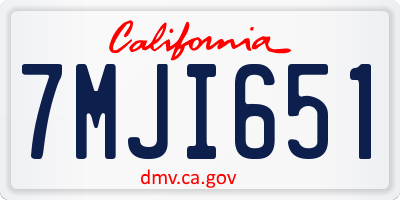 CA license plate 7MJI651