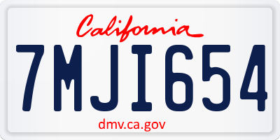 CA license plate 7MJI654