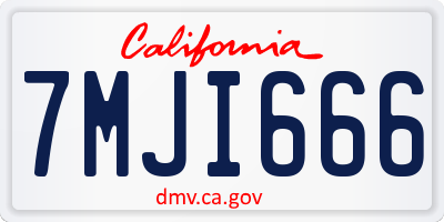 CA license plate 7MJI666