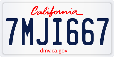 CA license plate 7MJI667