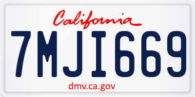 CA license plate 7MJI669