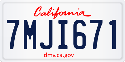 CA license plate 7MJI671