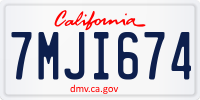 CA license plate 7MJI674