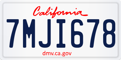 CA license plate 7MJI678