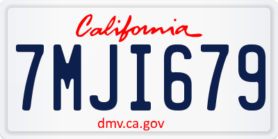 CA license plate 7MJI679