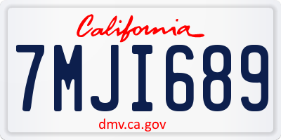 CA license plate 7MJI689