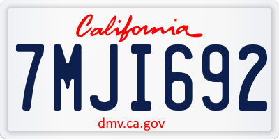 CA license plate 7MJI692