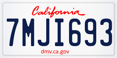 CA license plate 7MJI693