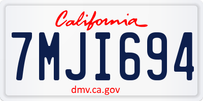 CA license plate 7MJI694