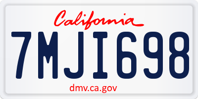 CA license plate 7MJI698