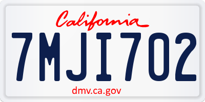 CA license plate 7MJI702