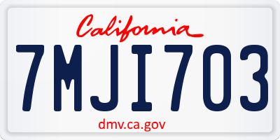 CA license plate 7MJI703