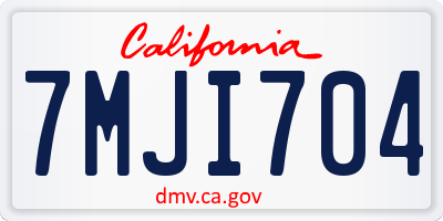 CA license plate 7MJI704