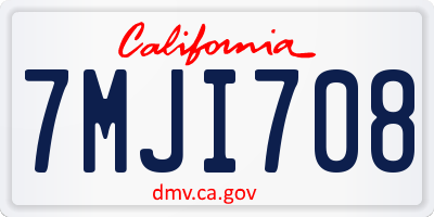 CA license plate 7MJI708