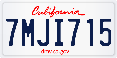 CA license plate 7MJI715