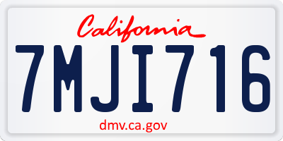 CA license plate 7MJI716