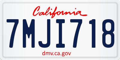 CA license plate 7MJI718