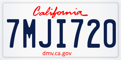 CA license plate 7MJI720
