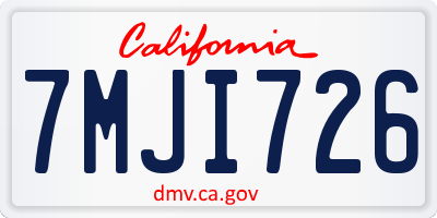 CA license plate 7MJI726