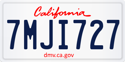 CA license plate 7MJI727