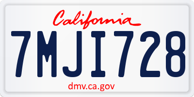 CA license plate 7MJI728