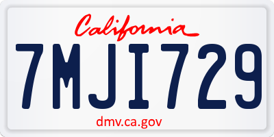 CA license plate 7MJI729