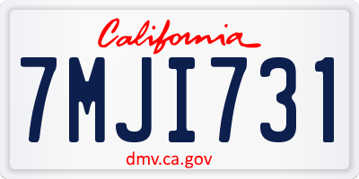 CA license plate 7MJI731