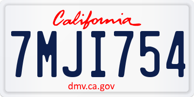 CA license plate 7MJI754