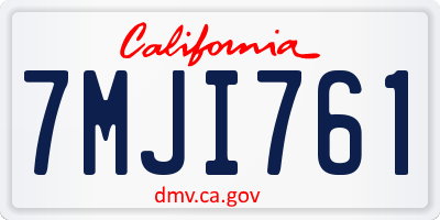 CA license plate 7MJI761