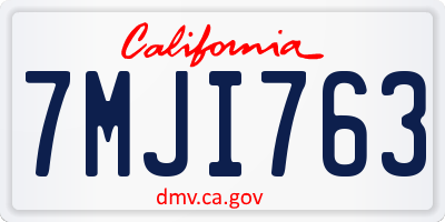 CA license plate 7MJI763