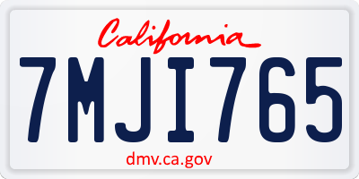 CA license plate 7MJI765