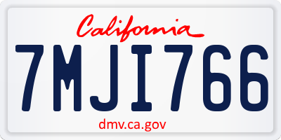 CA license plate 7MJI766