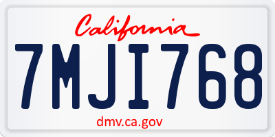 CA license plate 7MJI768