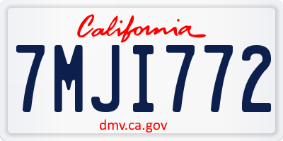 CA license plate 7MJI772