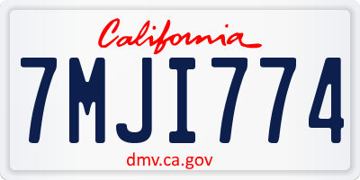 CA license plate 7MJI774